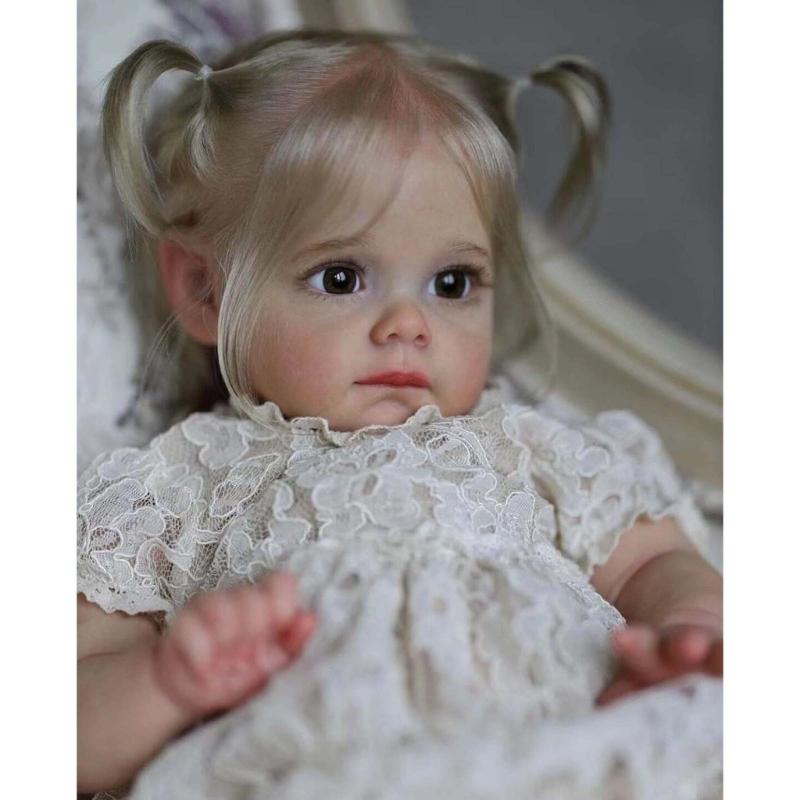 Realistic Silicones Baby Girl Doll 21inch with Flexible Joint for Kids Play Realistic Baby New Borns Asleep Toy Soft