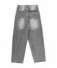 Akeusi Loose Washed Balloon Fit Wide Denim Pants Unisex (Black Wash)