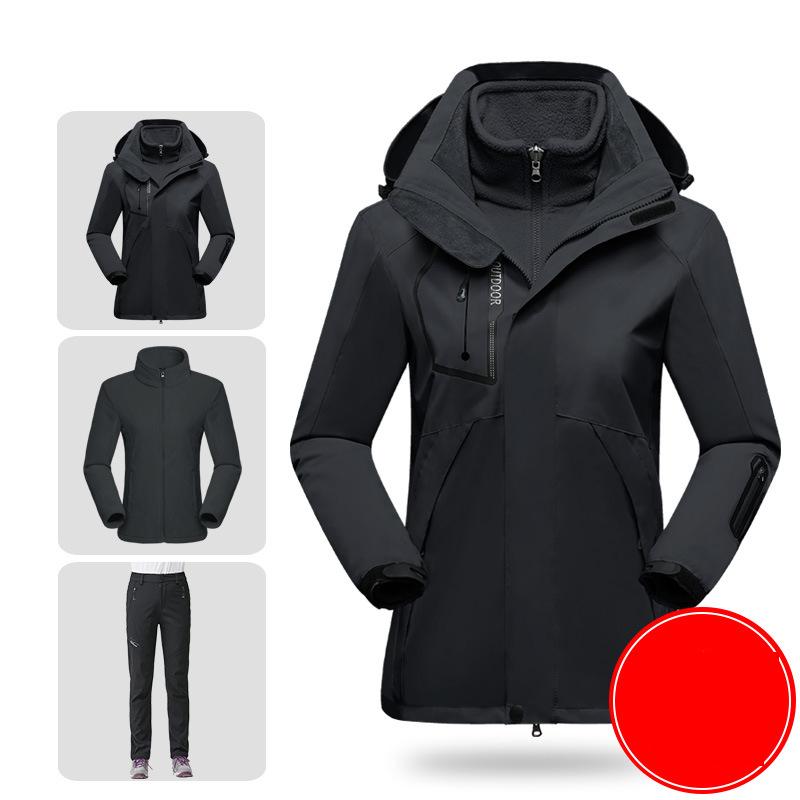 

Ski Suit Women Winter Three In One Hiking Suit Skiing Snowboarding Clothes Thick Warm Waterproof Ski Down Jackets Outdoor Snow Jacket for Women S чорний