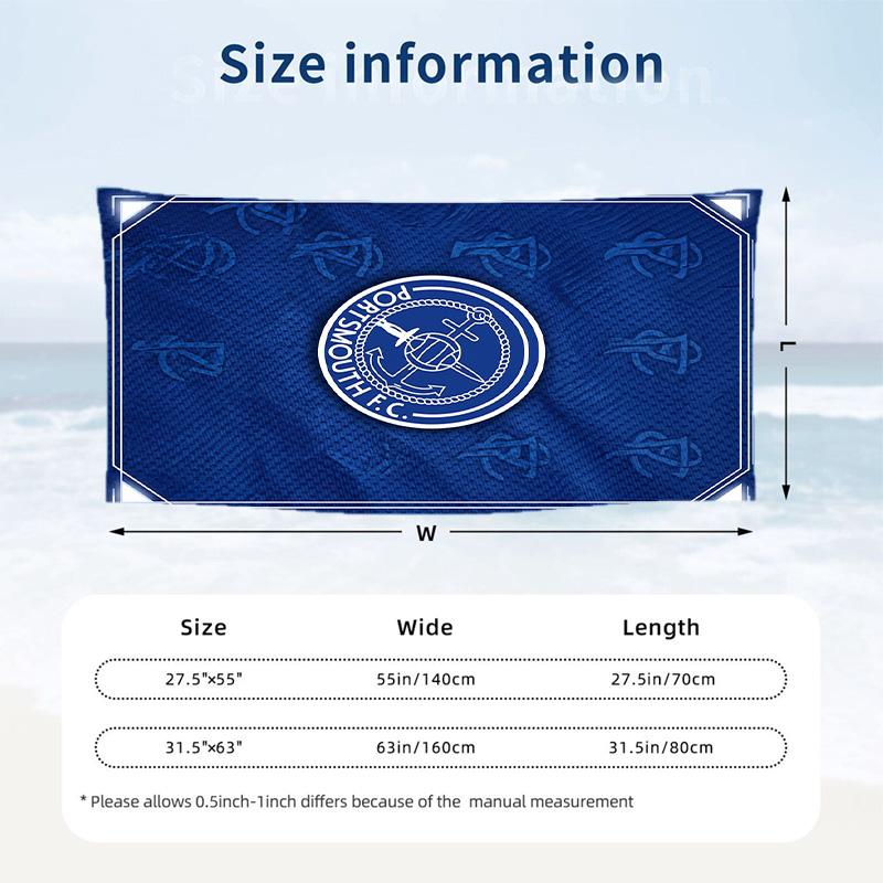 Portsmouth FC print Quick Dry Beach Towel Microfiber Absorbent Portable Travel Swimming Towel