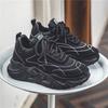 Fashion Chunky Sneakers Men Soft Sole Running Shoes Fashion Casual Leather Color Block Design Breathable Height Increased Platform Shoes