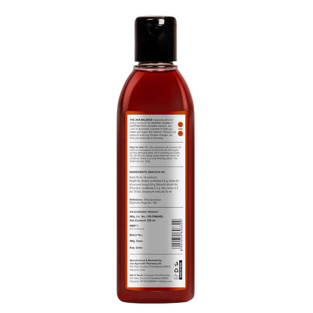 Jiva Bakuchi Oil For Even Skin Tone Appearance, Age Care Glow, Scalp Care For Skin And Hair, Ayurvedic Oil 120 Ml