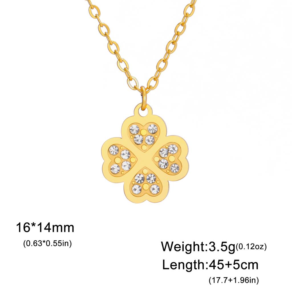 Cazador Glücksklee-Anhänger Halskette für Damen Edelstahl Klare Zirkonia Halskette Schmuck Valentinstagsgeschenk Neu