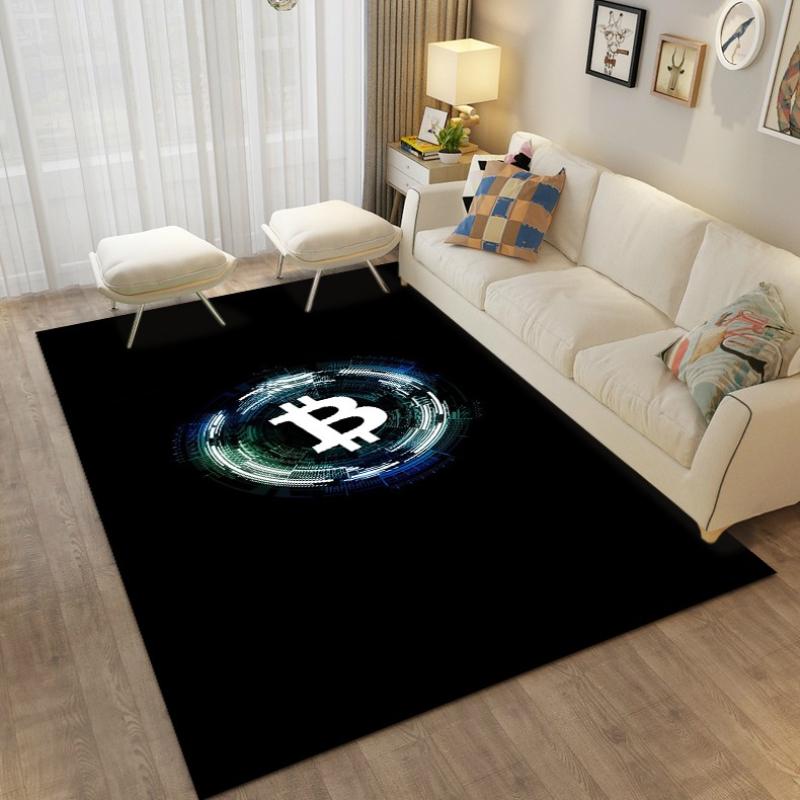 Bitcoin Carpet Bedroom Bedside Decor Rug Bitcoin 3d Floor Mat Large Cartoon Area Rug Living Room Creative Bitcoin Non-slip Mat