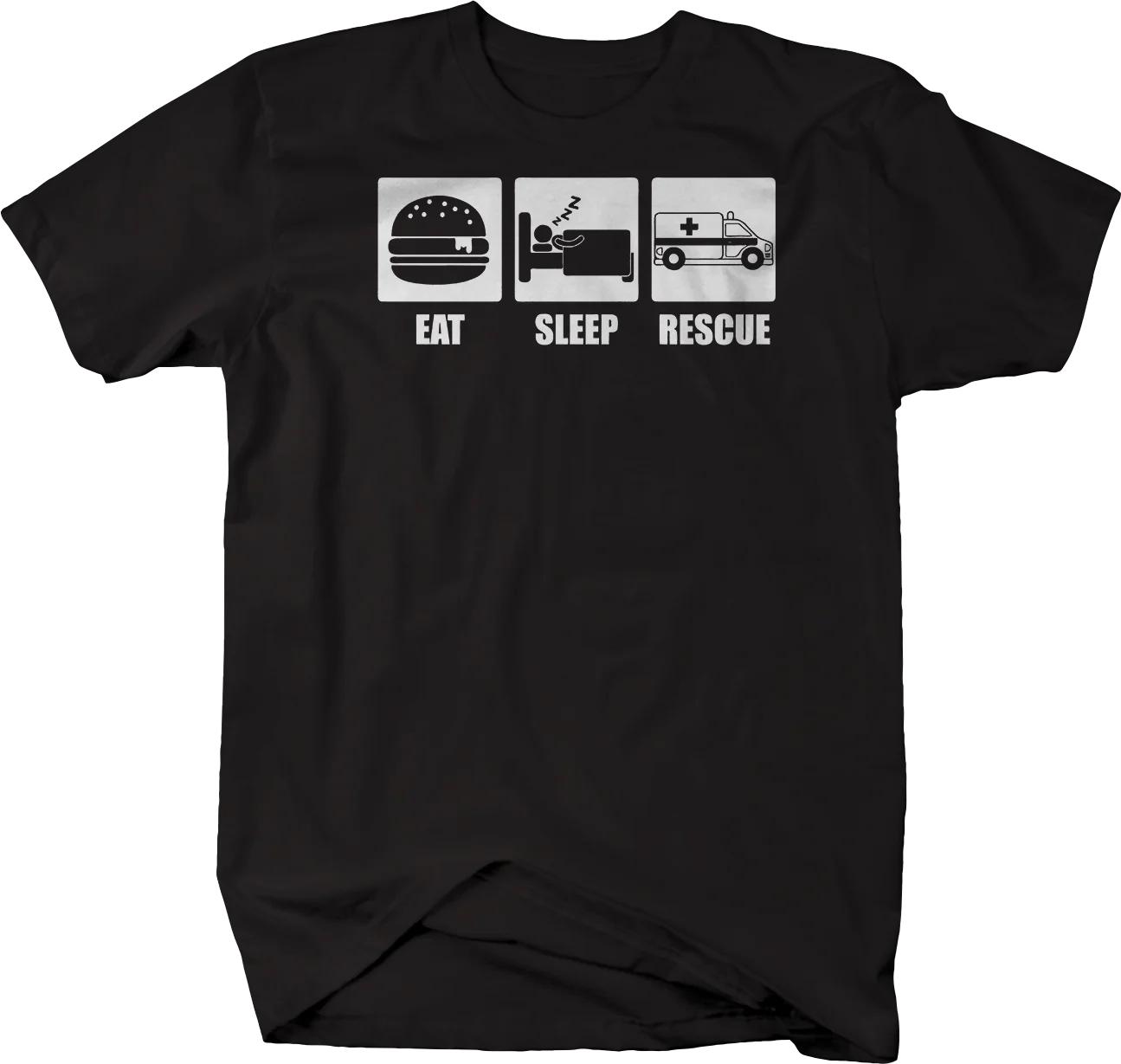 

Eat Sleep Rescue Ambulence First Responder Paramedics T-Shirt New 100% Cotton O-Neck Short Sleeve Casual Mens T-shirt Size S-... 5XL різнокольоровий