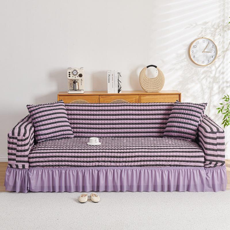 Elastic Sofa Cover Stretchable Furniture Protector with Skirt Washable Durable Fits Most Couches Living Room Decor 1/2/3/4/5seat