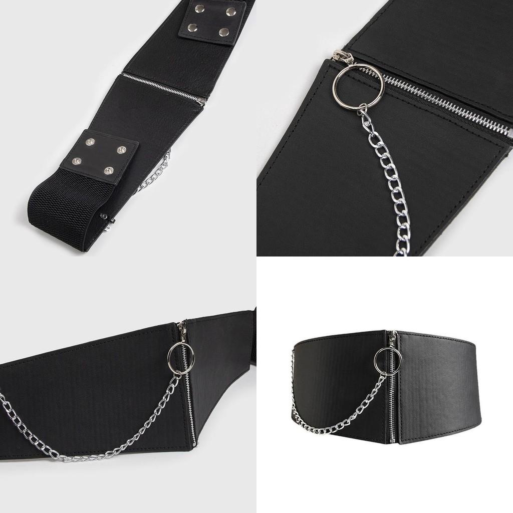 Chain Simple Decoration Women Elastic Wide Belt Cummerbund For Youth Fashion
