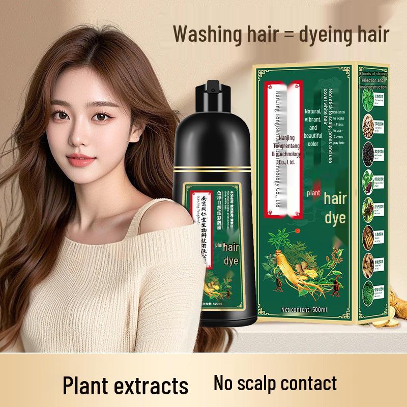 Plant-Based Hair Dye - Gentle, Non-Irritating, Colorfast Black Formula, Covers Gray, Scalp-Safe, No Hair Damage