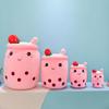 High Quality New Cartoon Kawaii Fruit Milk Boba Bubble Tea Coffee Stuffed Pillow Soft Kawaii Cushion Plush Toys PP Cotton Mesh