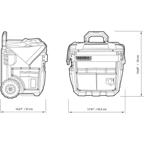 Toughbuilt CT-61-14 Large Rolling Tool Bag, 350mm/14-inch
