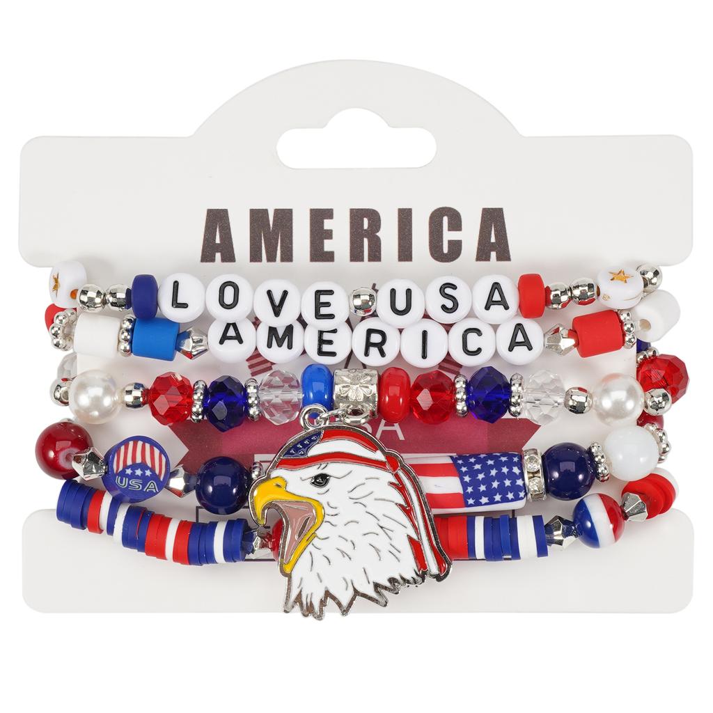 New American Flag Bracelet Red, White and Blue Beaded Bracelet American Independence Day Bracelet Wholesale