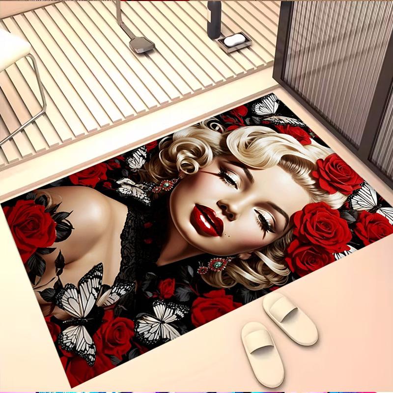 Marilyn Monroe Print Vloerkleed, Wasbaar Vloerkleed, Voor Entree Slaapzaal Wasruimte Kantoor Studeerkamer, Woondecoratie Verjaardag Kerstcadeau