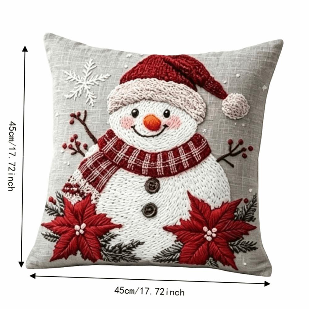 Cute 2D Flat Printing Christmas Pillow Covers Soft Flower Throw Cushion Case Ball Square Xmas Tree Pillowslip Car