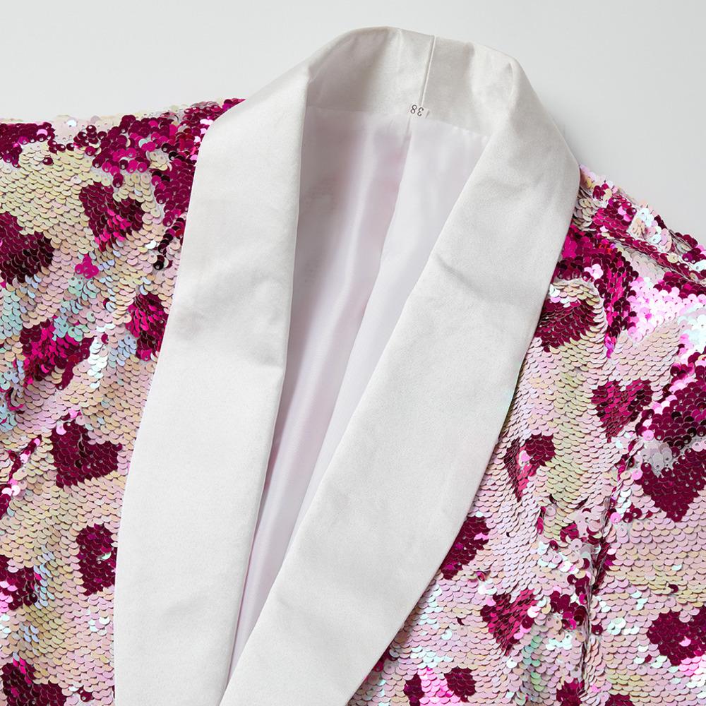 PYJTRL Mens Fashion Love High Density Shiny Sequin Suit Jacket Blazer