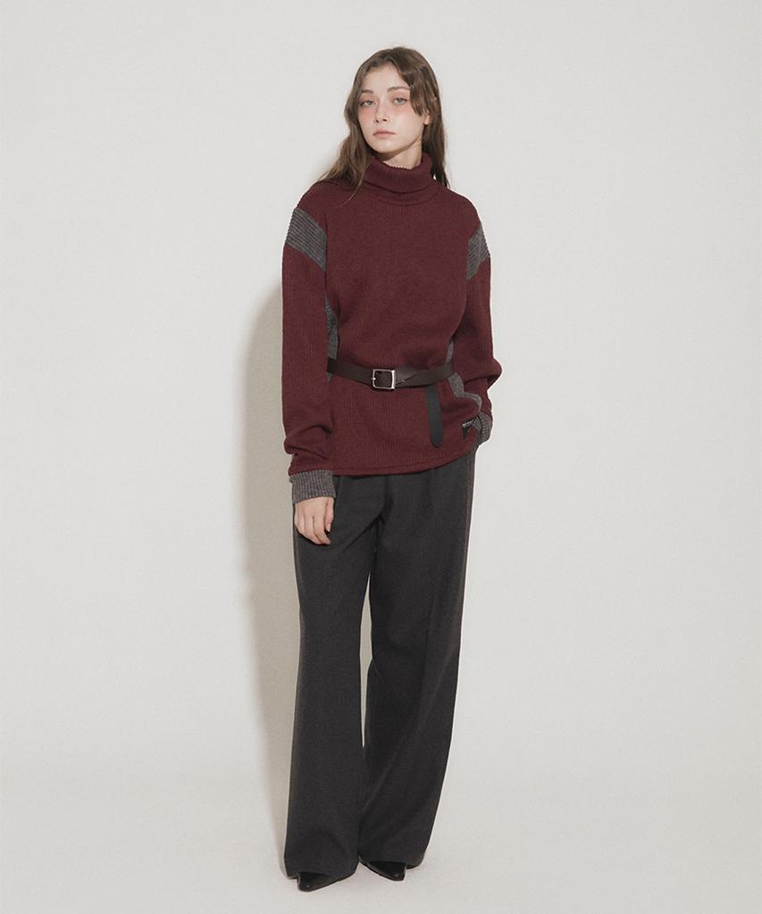 Eoboneoseu Panel Turtleneck Pullover [Burgundy]