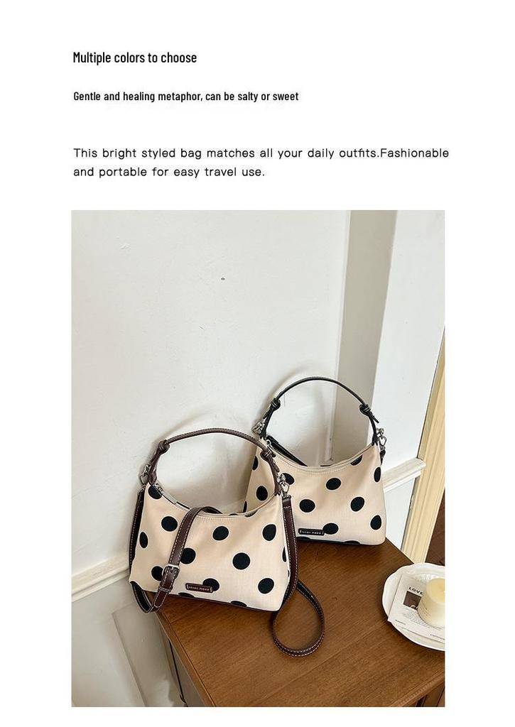 Korean Patchwork Polka Dot Linen Tote - Women's 2026 Summer Large Capacity Fashion Crossbody Bag