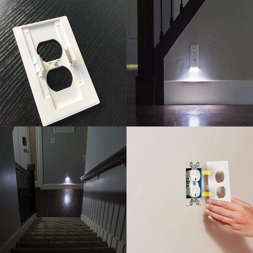 Versatile Wall Outlet Cover Socket Plate With Led Night Light Sensor For Safe Use