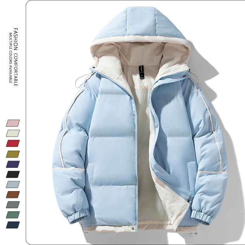 Men's Hooded Down Cotton Bread Jacket - Trendy Casual Coat for Students and Couples