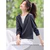 Women's Faux Two-Piece Color Block Hooded Sweatshirt