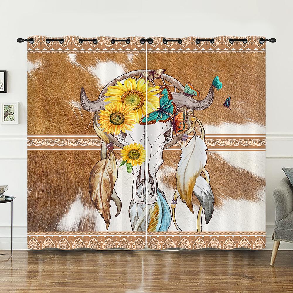 Curtains Animal Fur Cow Texture Curtains Bedroom Living Room Blackout Curtain Perforated