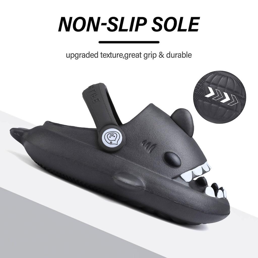 Fashion SmilePoP Kids Shark Slides Sandals Summer Slip-On Sandals Shower Beach Pool Anti-slip Slippers for Kids Girls ThickSole Slippers
