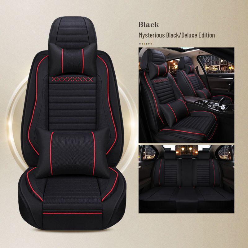 Universal Cotton Linen Car Seat Cover - Four Seasons Enveloping Fabric Cushion