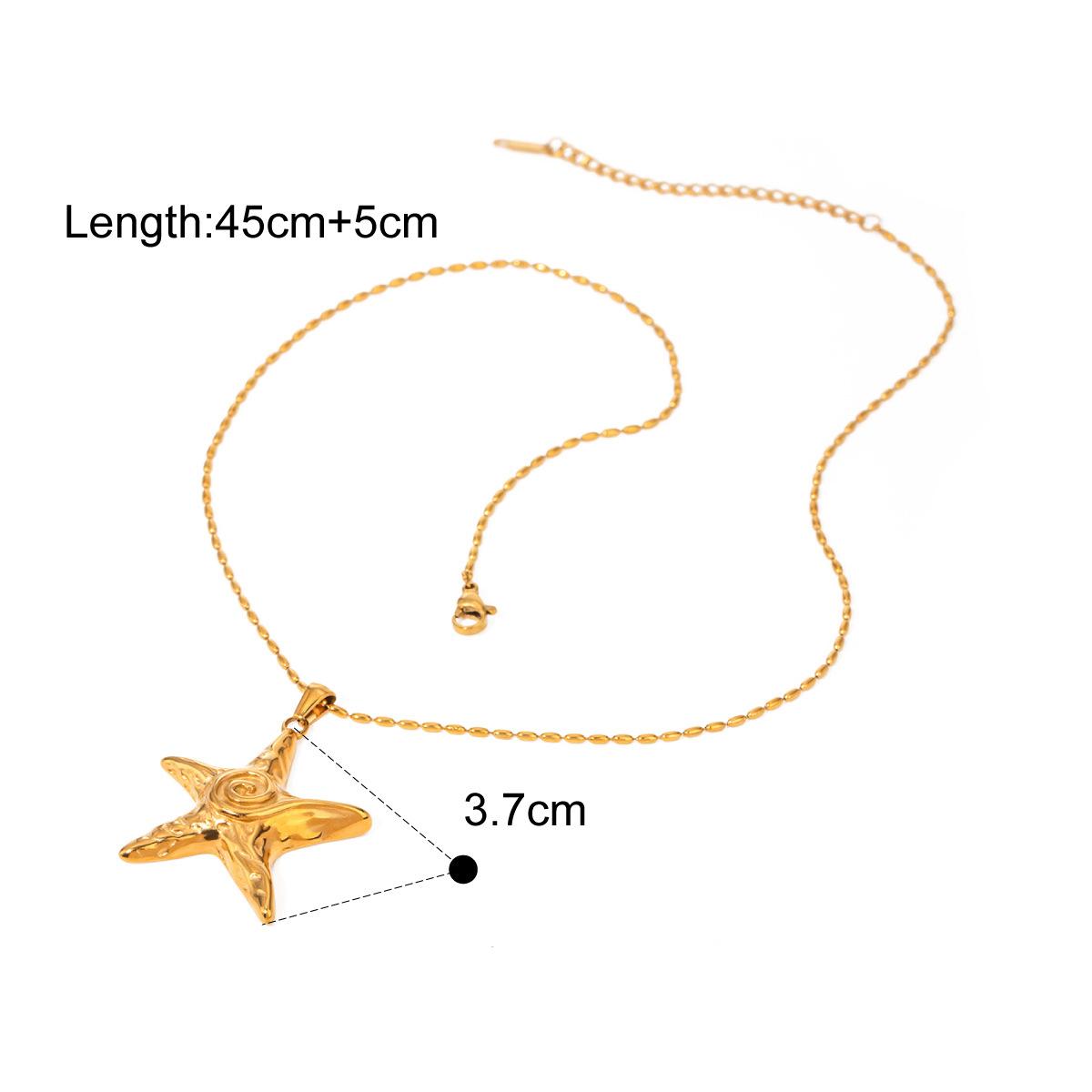 

Yori Stainless Steel Metal Starfish Ring Stud Earring Necklace Set for Women Versatile Daily Recommend Jewelry Gift PVD Plated