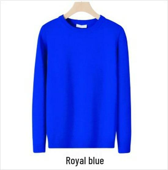 Men's Round Neck Solid Color Casual Knit Sweater - Trendy and Handsome Pullover for Autumn Winter