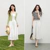 Women's Pure Cotton A-Line Pleated Midi Skirt