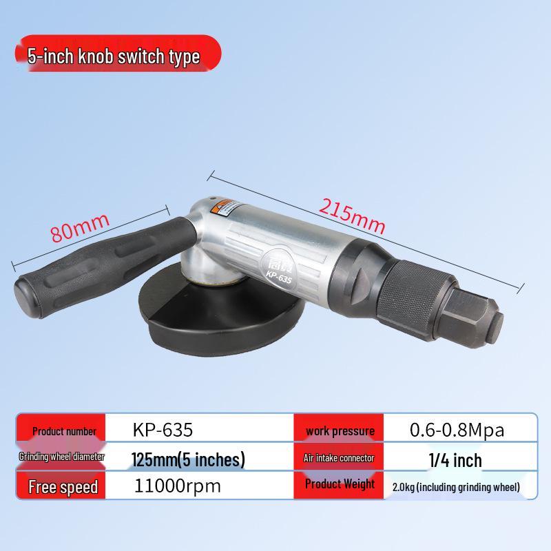 Gaobao 5" Industrial Pneumatic Angle Grinder 125mm Air-Powered Grinding & Polishing Tool