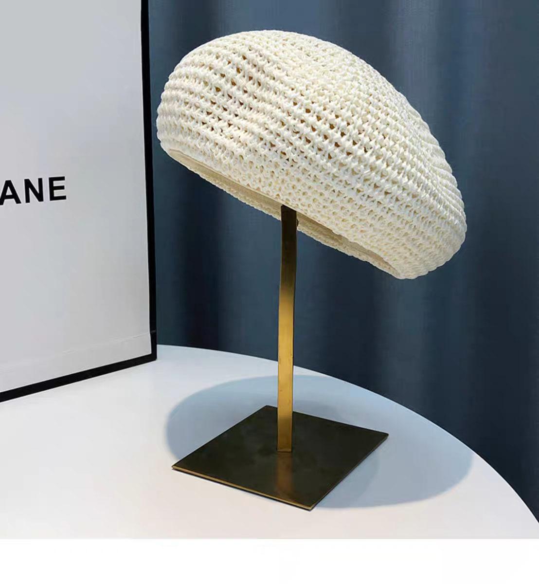 

Літній тонкий плетений берет дитячий нішевий дизайн японський маленький свіжий порожнистий дихаючий берет художника M（56-58cm） молоко, білий колір