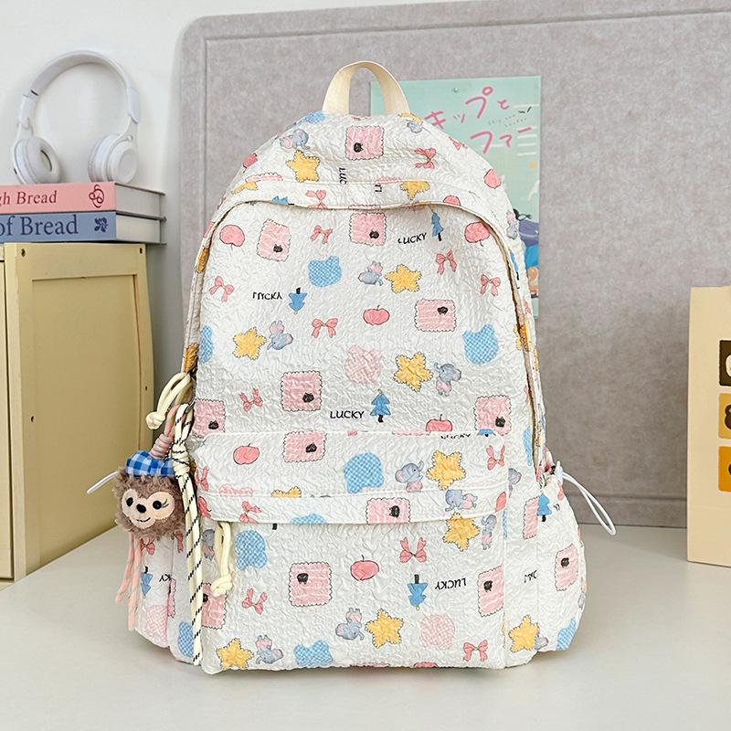 New Girl Cute Backpack Large Capacity Versatile Backpack Printed College Student Campus Style Backpack Sweet Backpack