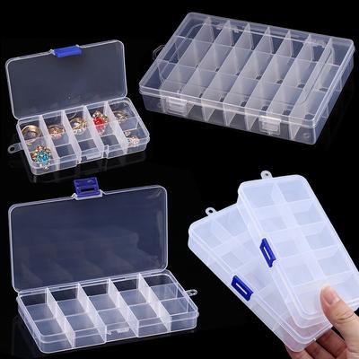 1PC Transparent Plastic Storage Box 10/15/24 Grid Portable Organizer Case Detachable Adjustable Jewelry Storage Nail Art Box ZYF