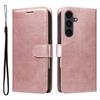For Samsung Galaxy S25 FE Leather Wallet Case with Strap Solid Color Phone Stand Cover