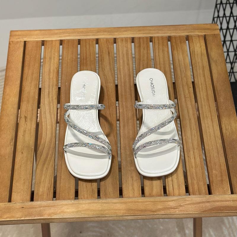 

Silver high heels women s stiletto with full diamond slippers women s summer wear French elegant medium high heel sandals women s 35 бежевый