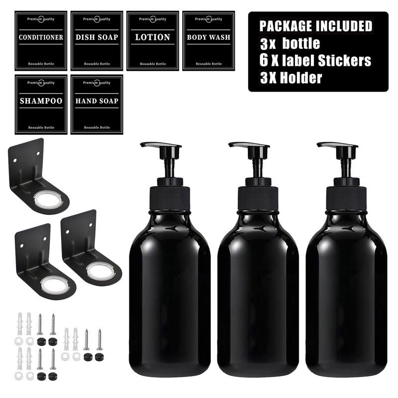 

500 мл держатель для бутылок с гелем для душа, регулируемый держатель для бутылок с шампунем, дозатор мыла для рук с этикеткой, настенный, с перфорацией Type 7