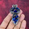 Copper Blue Tourmaline Handmade Gemstone Pendant, 925 Solid Sterling Silver Pendant Antique Jewelry, For Engagement Gift