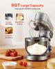 Küchenmaschine, 5,7 L Elektrische Küchenmaschine, 1500W Teigkneter, 6+P Geschwindigkeiten Kippkopf Lebensmittel-Mixer mit 1,5 L Mixbecher, Edelstahlschüssel, Teig