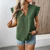 YYFS Women's Fashion Casual Summer Spring Solid Color Print Short Sleeve V-Neck Blouses & Shirts
