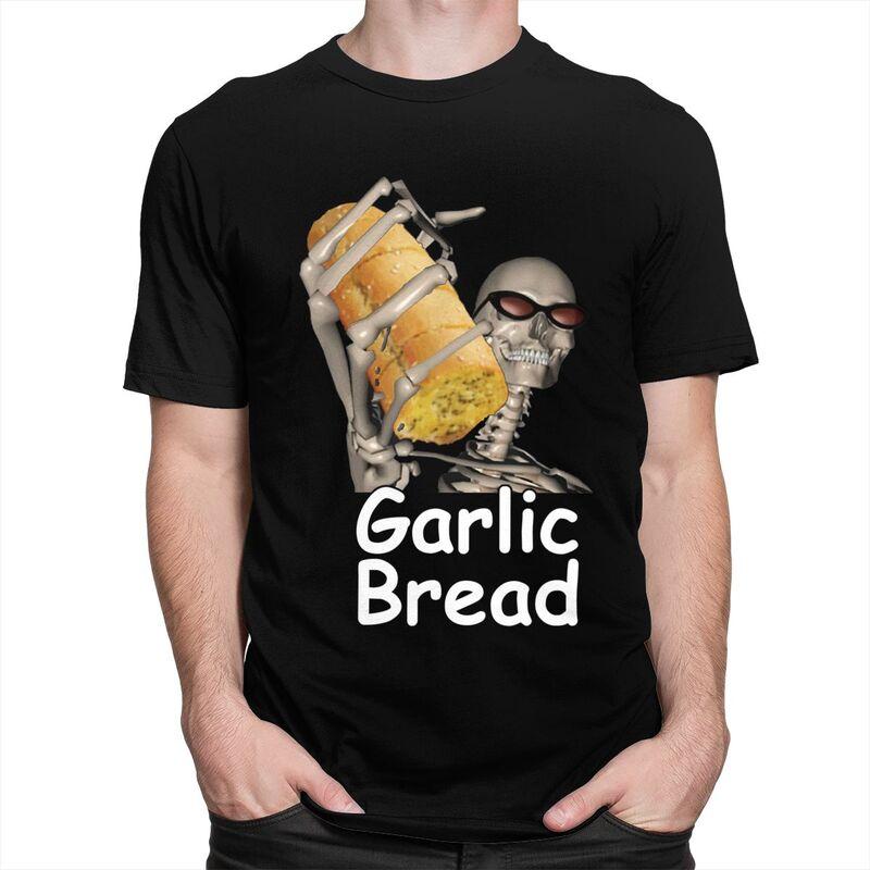 Custom Trendy Garlic Bread Skeleton Evil Skeleton Funny Meme T Shirt Men Pure Cotton Tshirt Leisure Tees Streetwear Tshirts