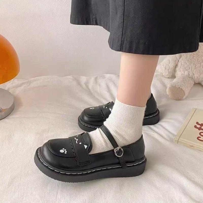 New Single-button Student Shoes, Leather Shoes, Women's Flat Shoes, Single-piece Shoes