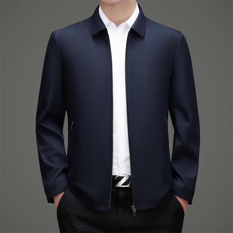 Spring 2026 Men's Lapel Casual Jacket - Middle-aged Dad Business Coat