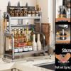 Youshu 50cm Two-Tier Countertop Kitchen Spice Rack with Knife Holder