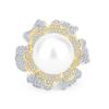 Jewelry Inlaid Fritillary Pearl Gold Plated Color Diamond Flower Women'S Ring 14Mm