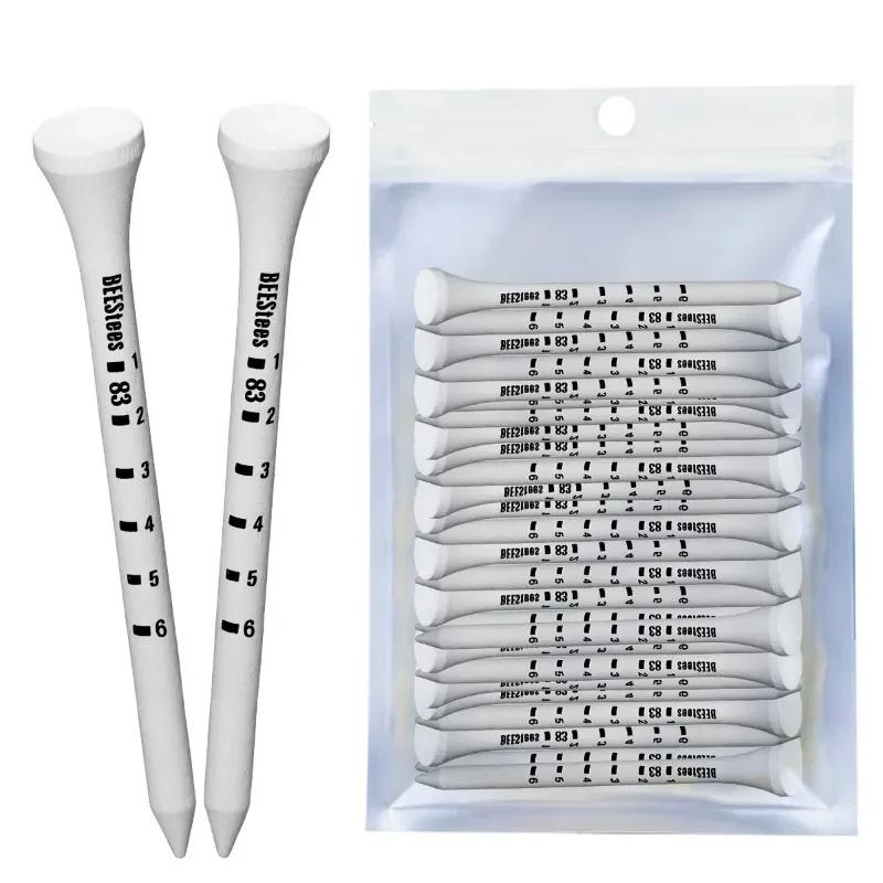 

100 шт. Прочные гольф-ти 83 мм Гольф-пилюли с отметкой высоты Белый гольф Ти из цельного дерева Нескользящий держатель для гольфа Аксессуары для гольфа