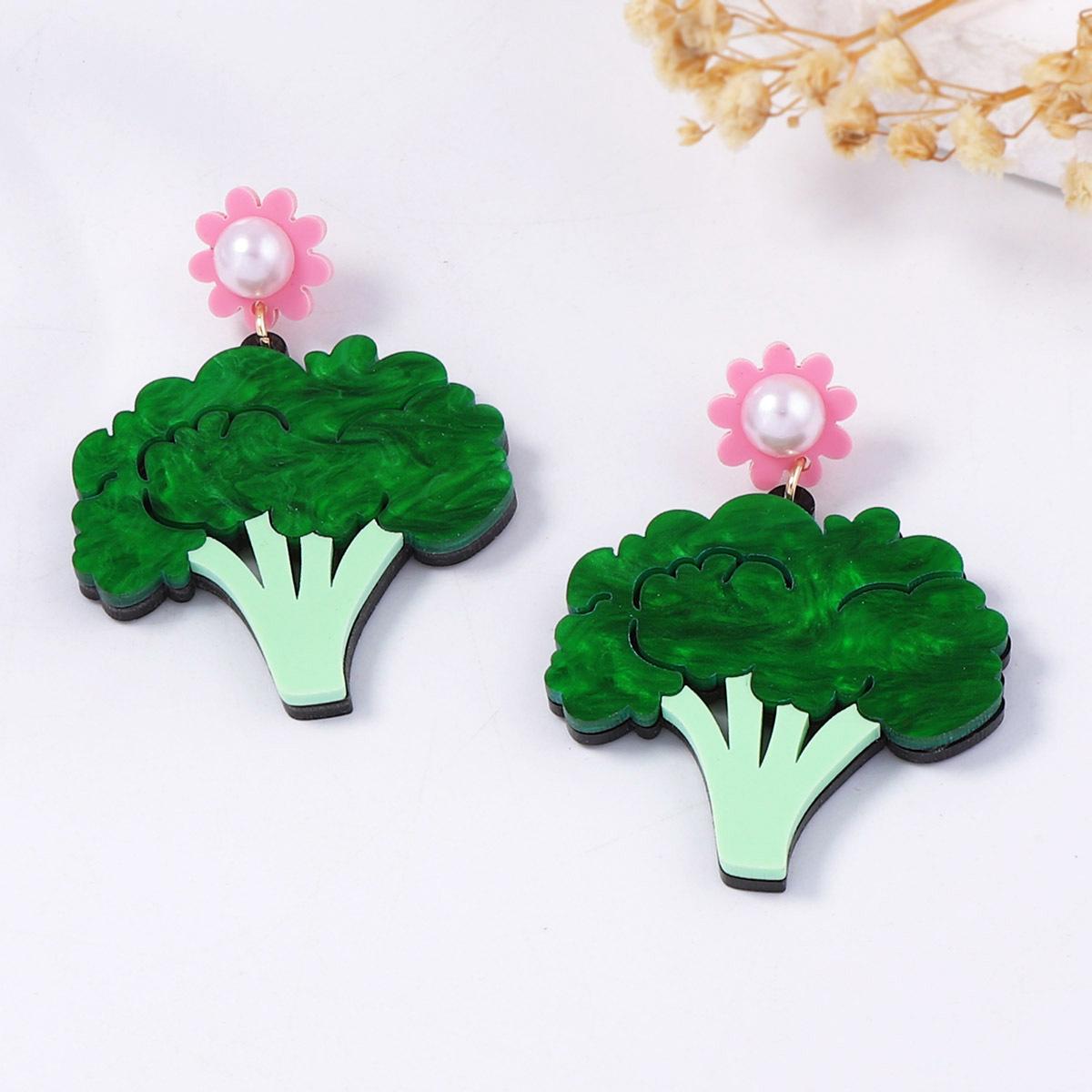 Digadagu Acrylic Vegetable Flower Dangle Earrings Women s Simple Elegant Daily Zircon Accessories