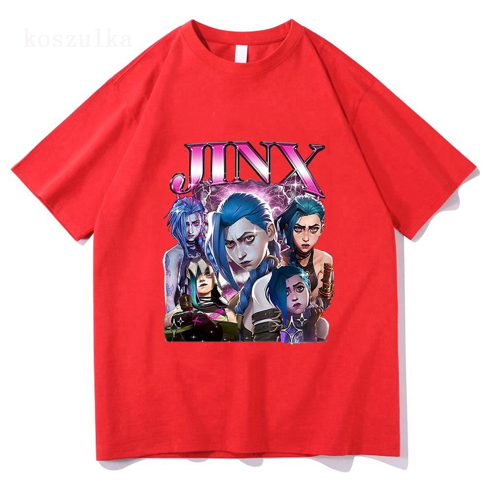 T Shirts Fashion Women Harajuku Aesthetic Retro Anime Vi Jinx Tshirt Unisex High Quality Cartoon Cotton Tee Shirt Tops