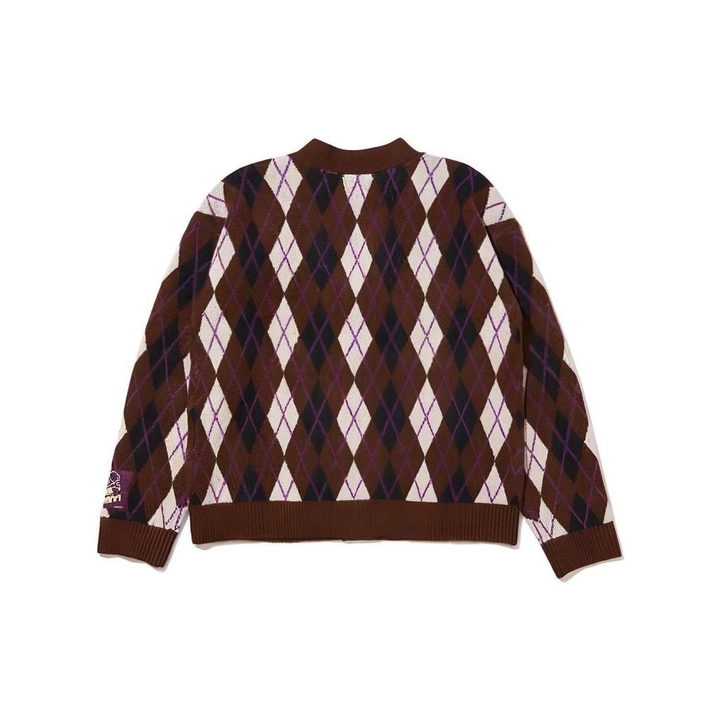 Maglione da donna a maglia a maniche lunghe monopetto con motivo a rombi Levis maglione Marrone A4238-0000