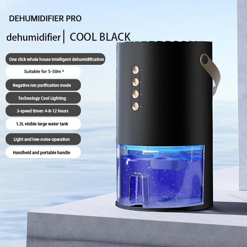 Portable mini dehumidifier, silent dryer, air purifier and dehumidifier all-in-one for home and bedroom use during humid weather