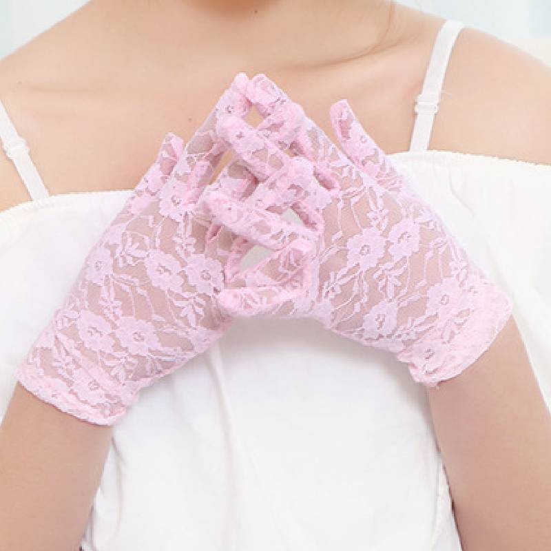 

Кружевные эластичные перчатки до короткого запястья, свадебный аксессуар для одежды на Хэллоуин Pink